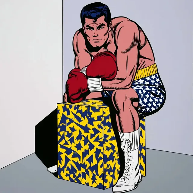 Retro pop art illustration in a mid-century comic book style with bold outlines and Ben-Day dot textures.