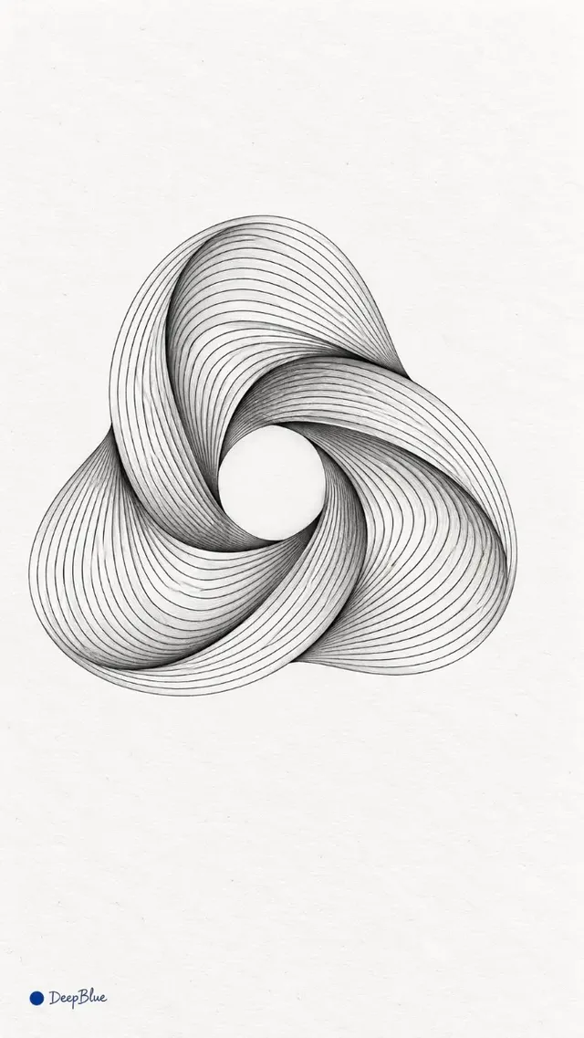 Minimalist art print of iconic brand silhouettes formed by continuous harmonic ink curves on textured white paper with generous margins.