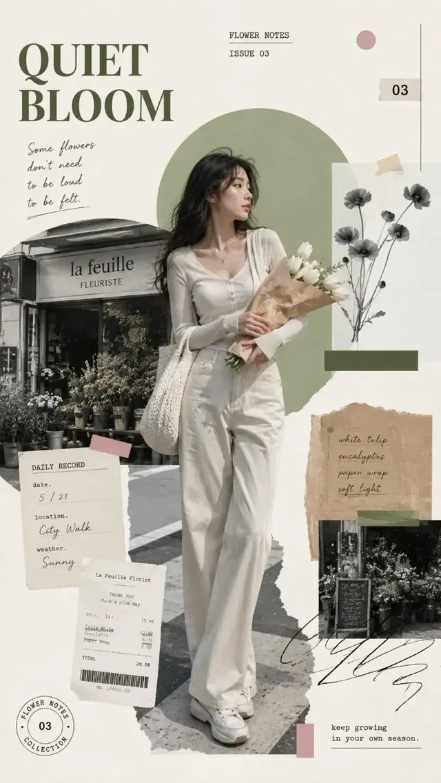 Vertical editorial collage poster with a central realistic figure, surrounded by torn paper elements, grayscale background fragments, and bold text.