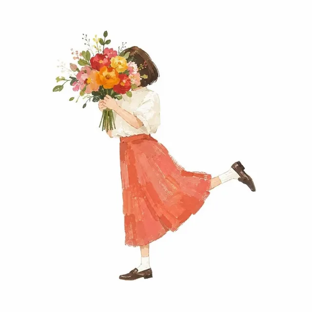 Hand-painted illustration of a character partially obscured by an object, with a minimalist composition and gouache texture.