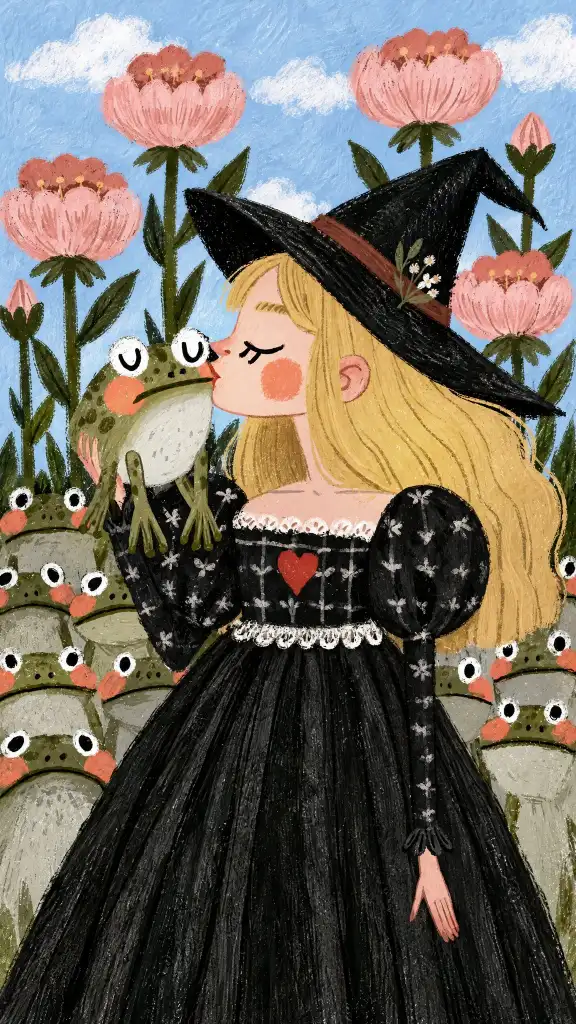An adorable Halloween-themed illustration featuring a cute character surrounded by festive spooky elements.