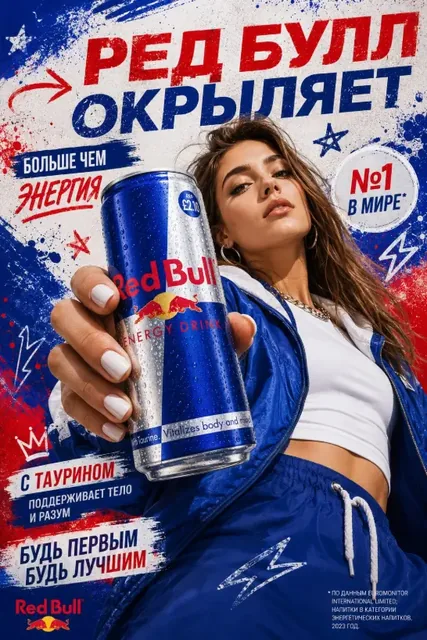 A luxury product is prominently displayed in the foreground, held by a stylish model facing the camera, with a dynamic, graffiti-filled background in brand colors.