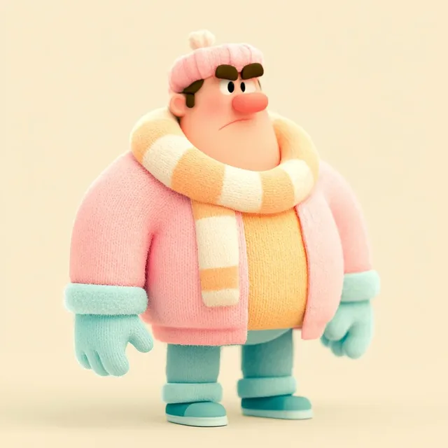 3D cartoon illustration with soft rounded shapes, pastel colors, and a handmade, tactile texture, inspired by claymation and soft toys.