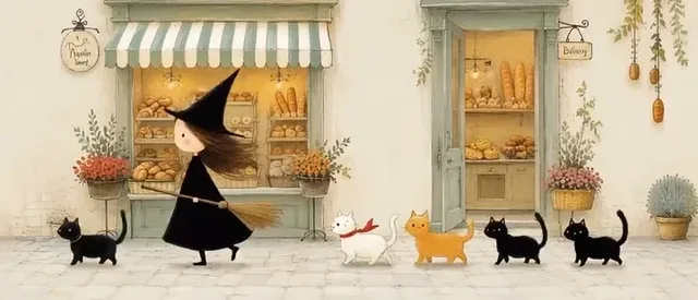 Charming watercolor animation of a character walking with companions through a detailed setting with smooth walking cycles and gentle hand-painted textures.