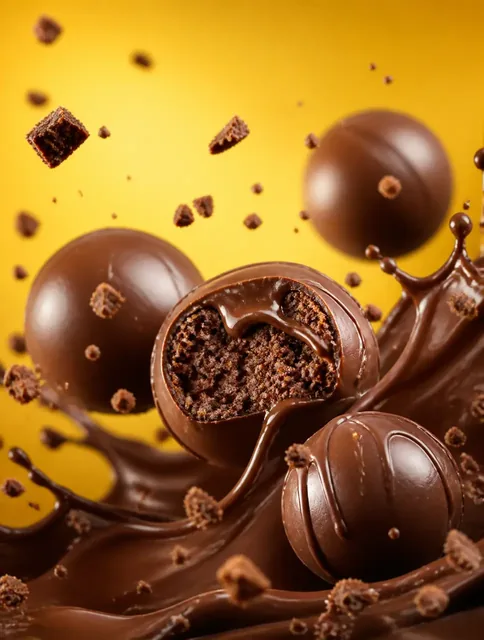 Ultra-realistic commercial image of a Garoto chocolate biscuit, covered in chocolate with visible biscuit texture and melted chocolate, against a bright background with chocolate s