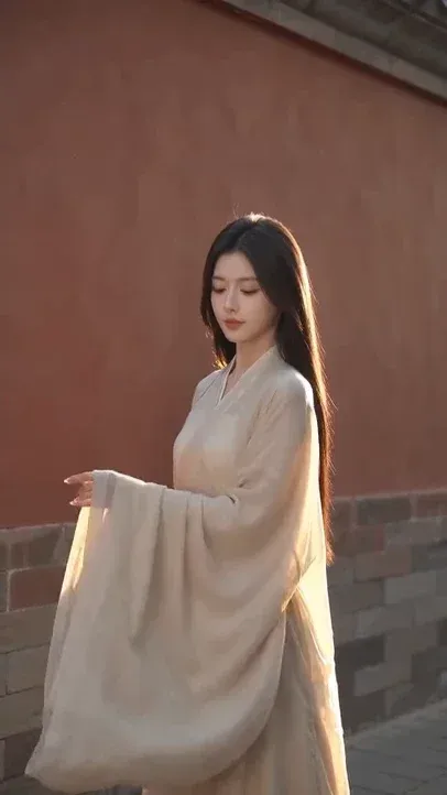 AI-generated video showcasing models in ancient Chinese attire, demonstrating a virtual fashion show without human actors or expensive production.